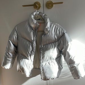 Zara girls puffy jacket - silver - size 8